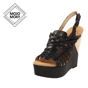 Mojo Moxy Apolo Leather Platform Wedge Heels/Sandals